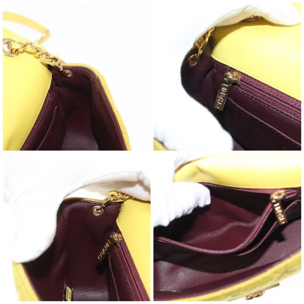 CHANEL Matelasse Chain Shoulder Bag Cotton Yellow Gold CC Auth 156510V - Picture 16 of 16